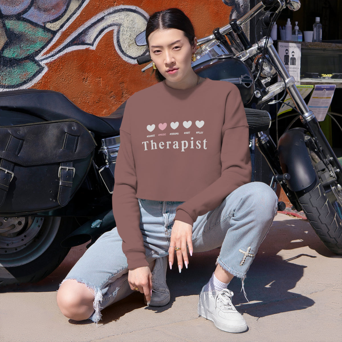 5 hearts Music - pink - Cropped Sweatshirt
