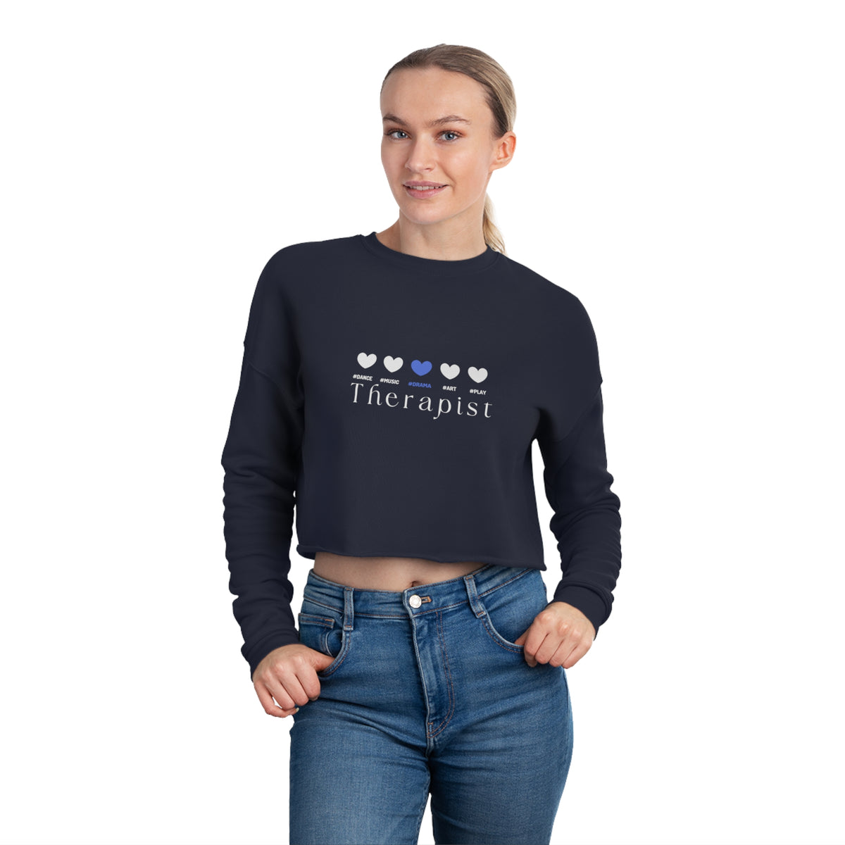 5 hearts - drama  - blue - Cropped Sweatshirt